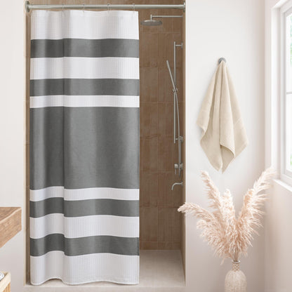 Madison Park Spa Waffle Shower Curtain for Bathroom, 72 x 72, Grey