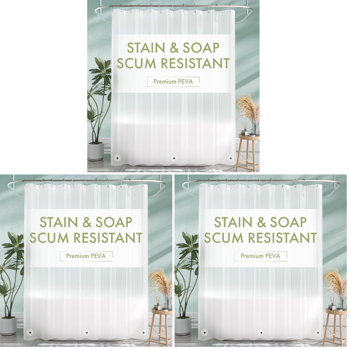 AmazerBath Shower Curtain Liner, 72x72 Clear Shower Curtain Liner, Waterproof Plastic Shower Liner, Cute Lightweight PEVA Shower Curtain for Bathroom with 3 Magnets and 12 Rustproof Metal Grommets