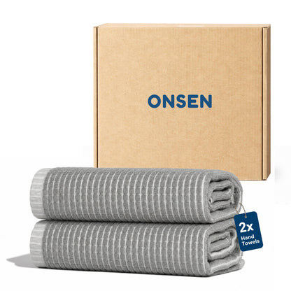 ONSEN Sculpted Terry Bath Towels, 100% American Cotton, Quick Dry Lint Free, Lightweight Absorbent Bath Towel Set with Hanging Loop, 28x55 in (Grey Fog, 2X Bath Towel)