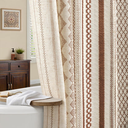 Natural Linen Boho Shower Curtain,72" W x 72" L