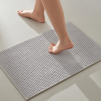 TYUU Bathroom Rugs Non Slip Washable, Super Absorbent Thin Bath Mat Small Quick Dry Low Pile Bathroom Rug, White 16"x24" / 1'4" x 2'