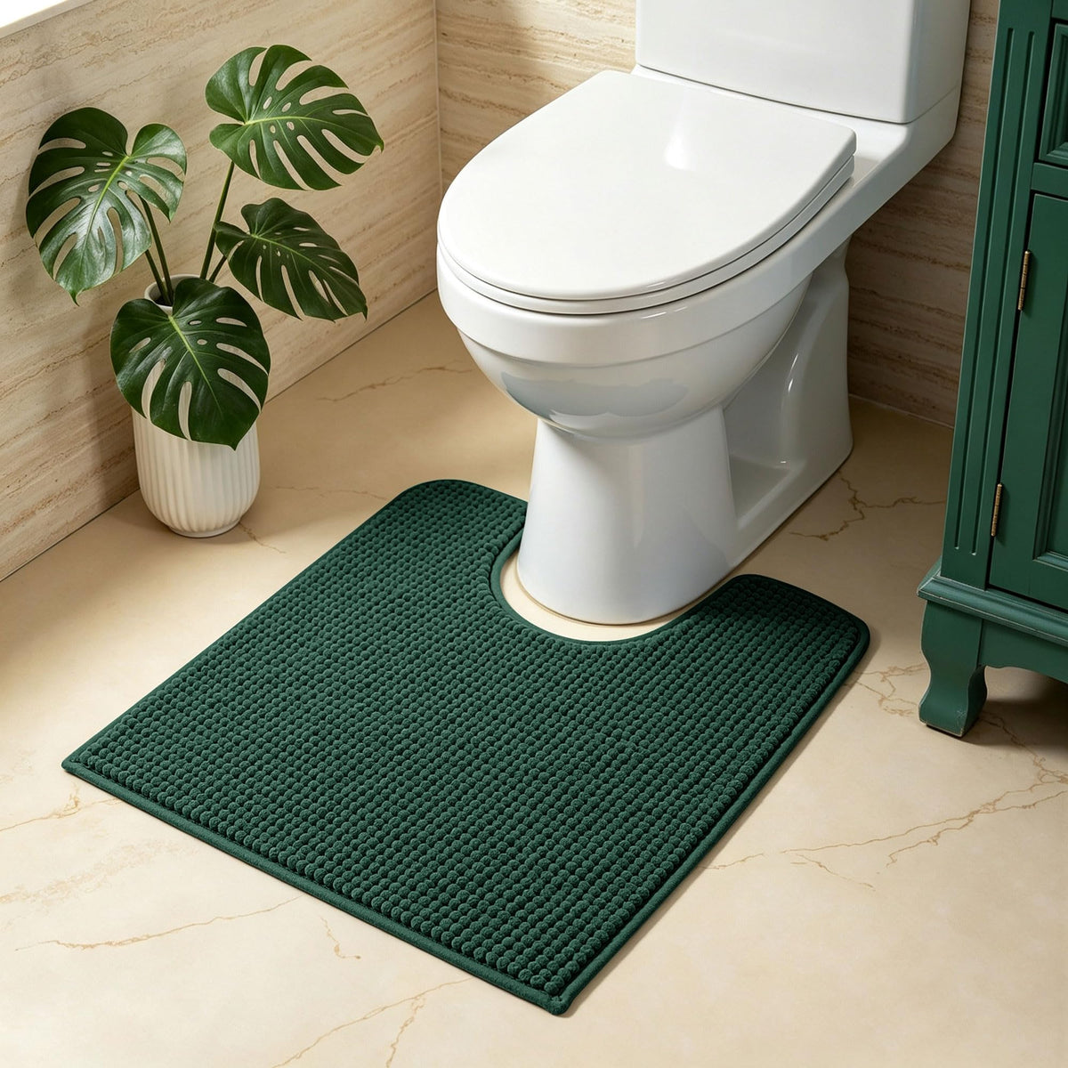 SUBRTEX Bathroom Rugs Chenille Bath Rug Soft Short Plush Bath Mat Soft Shower Mat Water Absorbent Shower Mat Quick Dry Machine Washable(White,18" x 24")
