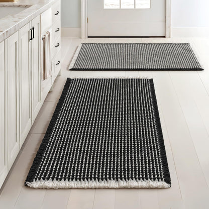 MIULEE Set of 2 Waffle Bathroom Rugs Boho Bath Mat Brown 18x30 Inch
