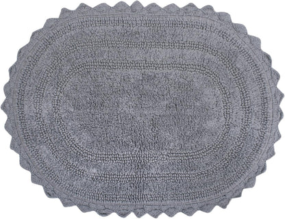 DII Crochet Collection Reversible Bath Mat, Small Oval, 17x24, White