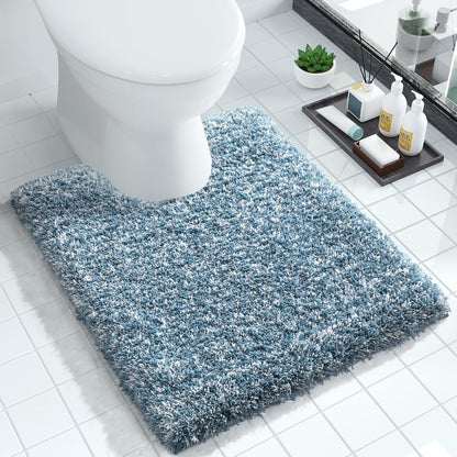 Yimobra Bathroom Rugs Non Slip Washable, Ultra Soft and Water Absorbent Bath Mats, Fluffy Shower Mat Outside, Plush Matts for Bathroom Floor/Sink, 24X17, Home Decor Accessories, Light Gray and White