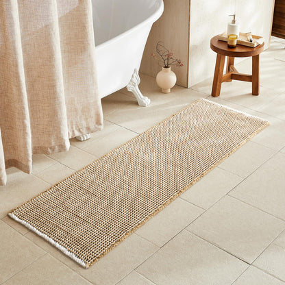 TYUU Waffle Bath Mat, Boho Bathroom Rugs Non Slip Washable, 30x20 Khaki