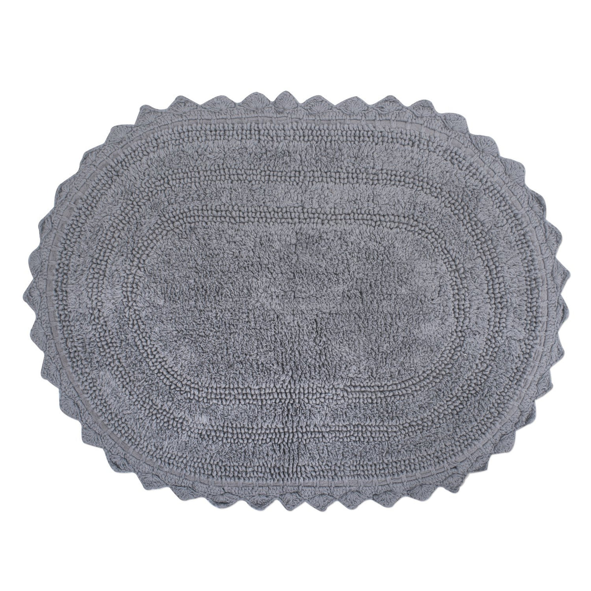 DII Crochet Collection Reversible Bath Mat, Small Oval, 17x24, White
