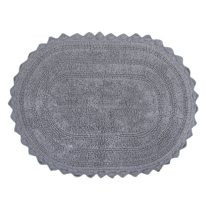 DII Crochet Collection Reversible Bath Mat, Small Oval, 17x24, White