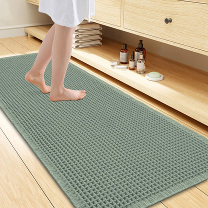 Smiry Waffle Bath Mat 30X20, Extra Soft Absorbent Bathroom Rugs, Brown