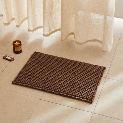 TYUU Waffle Bath Mat, Boho Bathroom Rugs Non Slip Washable, 30x20 Khaki