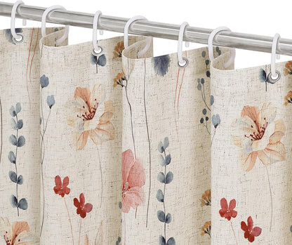 Gibelle Sage Green Beige Watercolor Floral Fabric Shower Curtain 72x72