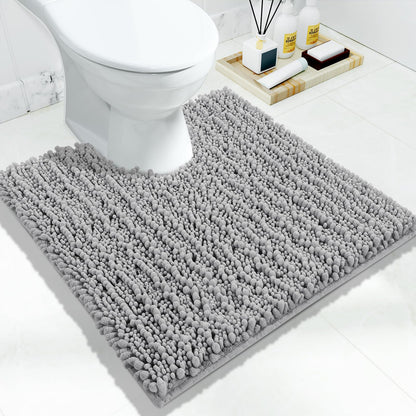 Yimobra Bathroom Rugs Non-Slip Washable – Extra Soft & Absorbent Chenille Bath Mat, Quick-Dry Plush Shaggy Floor & Vanity Bath Rugs for Tub & Shower, Modern Home Decor Accessories, 24 x 17, Grey