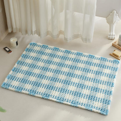 TYUU Waffle Bath Mat, Boho Bathroom Rugs Non Slip Washable, 30x20 Khaki