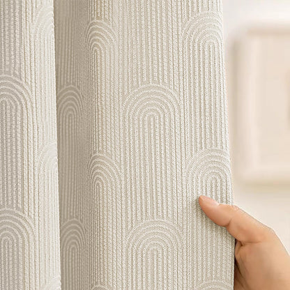 Beige Boho Cotton Shower Curtain Arch,72" W x 72" L