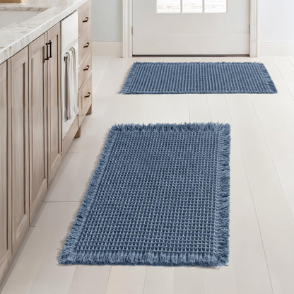 MIULEE Set of 2 Waffle Bathroom Rugs Boho Bath Mat Brown 18x30 Inch