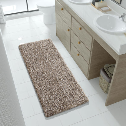 Yimobra Bathroom Rugs Non Slip Washable, Ultra Soft and Water Absorbent Bath Mats, Fluffy Shower Mat Outside, Plush Matts for Bathroom Floor/Sink, 24X17, Home Decor Accessories, Light Gray and White