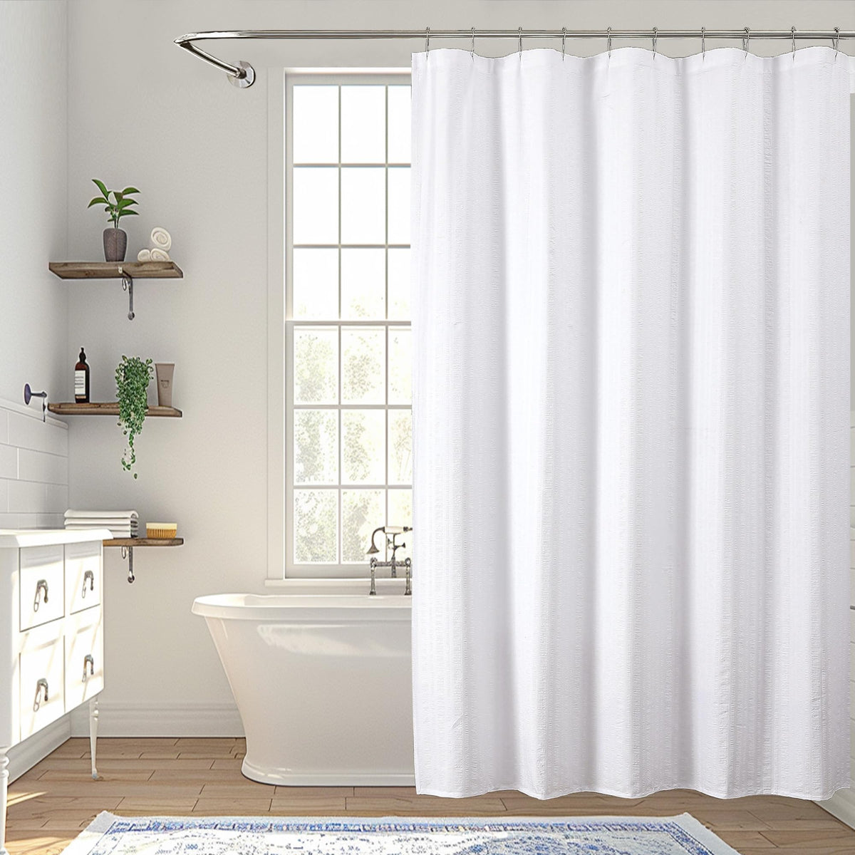 Aiyufeng Moga Sage Green Shower Curtain - 3D Embossed Textured Shower Curtains for Bathroom, Luxury Polyester Cloth Bath Curtain, 72Wx72H, Green