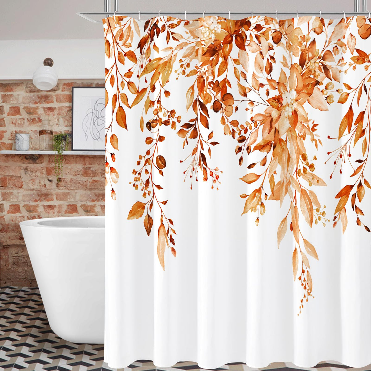 Gibelle Grey Eucalyptus Shower Curtain, Watercolor Floral Print, 72x72