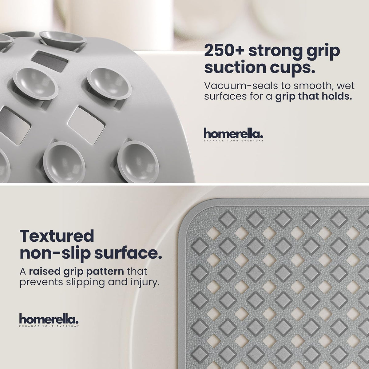 homerella Bathtub Mat Non Slip 35x16 Shower Mat Non Slip Anti Mold BPA Free