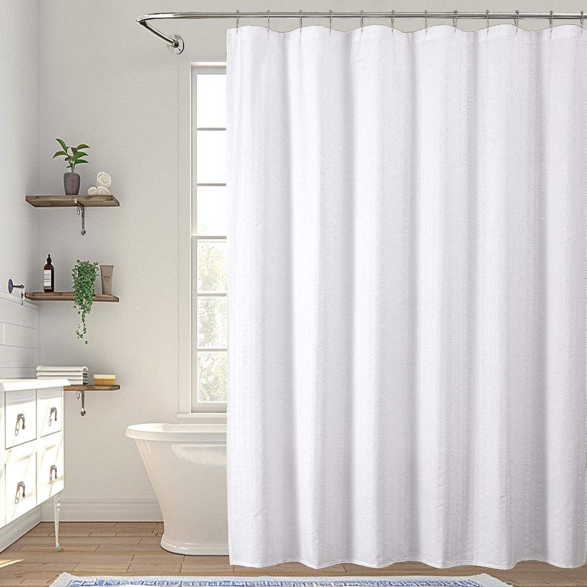 Aiyufeng Moga Sage Green Shower Curtain - 3D Embossed Textured Shower Curtains for Bathroom, Luxury Polyester Cloth Bath Curtain, 72Wx72H, Green