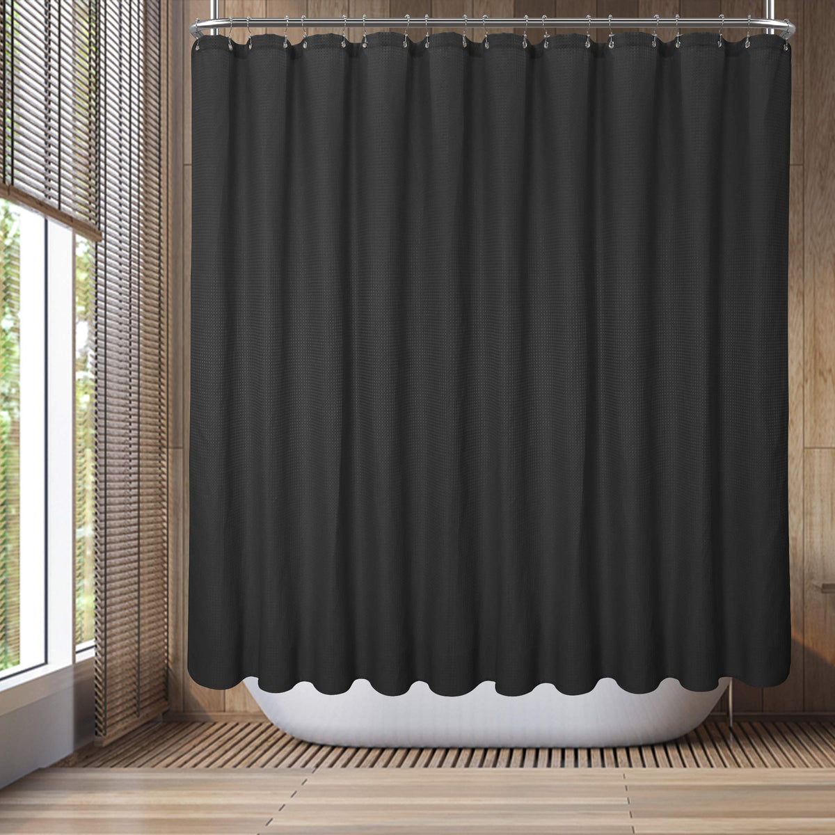 Barossa Design Waffle Weave Extra Long Shower Curtain White 84 Inch Length