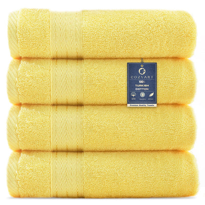 COZYART Luxury Bath Towel Set 6 Pcs, Dark Green 100% Turkish Cotton 650 GSM