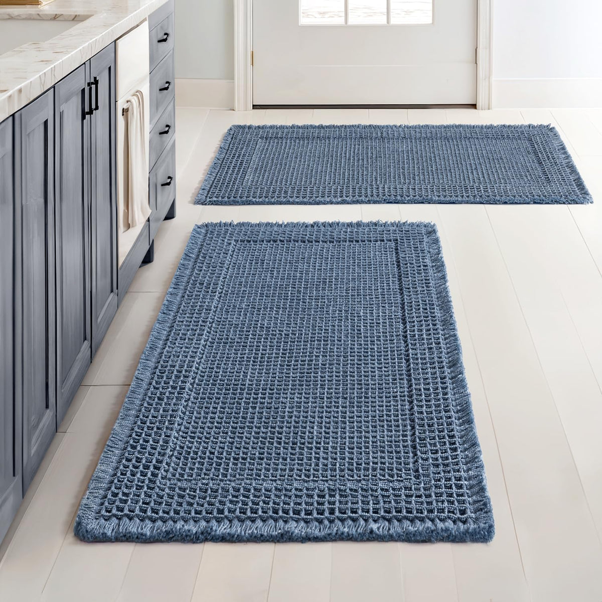 MIULEE Set of 2 Waffle Bathroom Rugs Boho Bath Mat Brown 18x30 Inch