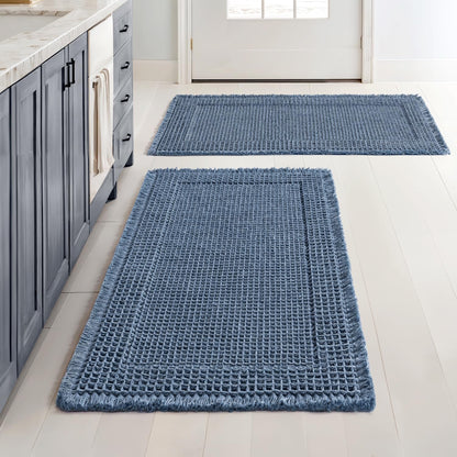 MIULEE Set of 2 Waffle Bathroom Rugs Boho Bath Mat Brown 18x30 Inch