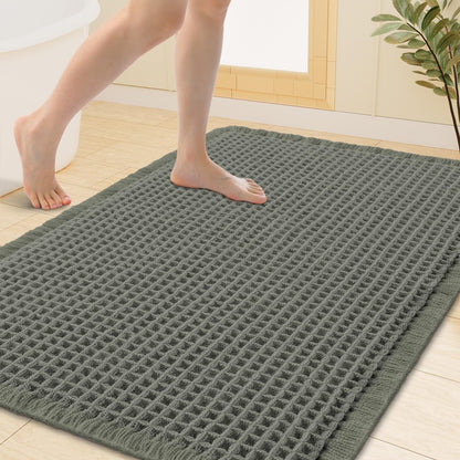 Smiry Waffle Bath Mat 30X20, Extra Soft Absorbent Bathroom Rugs, Brown
