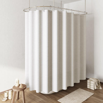 Naturoom Linen Shower Curtain 72 Inch Long for Bathroom Beige 1 Panel