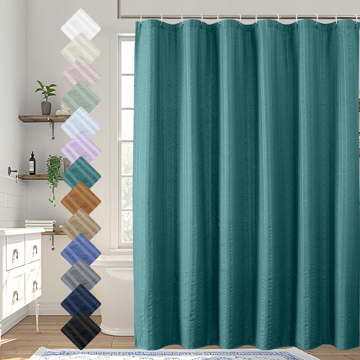 Aiyufeng Moga Sage Green Shower Curtain - 3D Embossed Textured Shower Curtains for Bathroom, Luxury Polyester Cloth Bath Curtain, 72Wx72H, Green