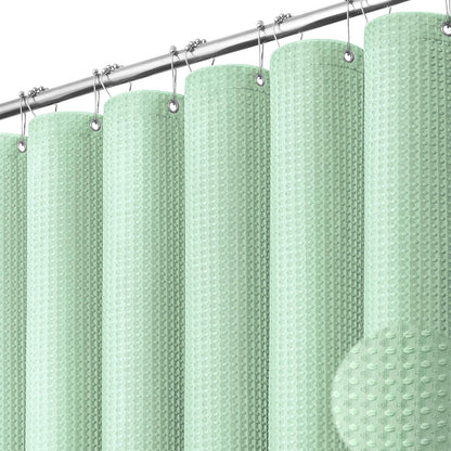 Dynamene Waffle Shower Curtain 256 GSM Heavy Duty Fabric 72"x72" Sage Green