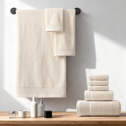 REDKISS Luxury Bath Towel Set of 8, 100% Cotton Bathroom Towels Set with 2 Bath Towels, 2 Hand Towels, 4 Washcloths, Ultra Soft Highly Absorbent Towels for Bathroom, Gym, Hotel, Spa, Brown