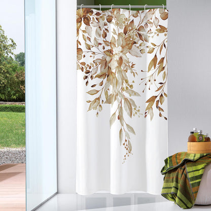 Gibelle Grey Eucalyptus Shower Curtain, Watercolor Floral Print, 72x72