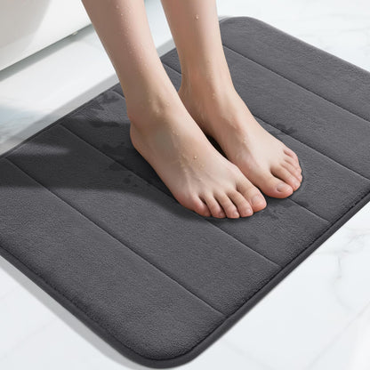Yimobra Memory Foam Bath Mat, Super Soft & Absorbent Bathroom Rug, Grey