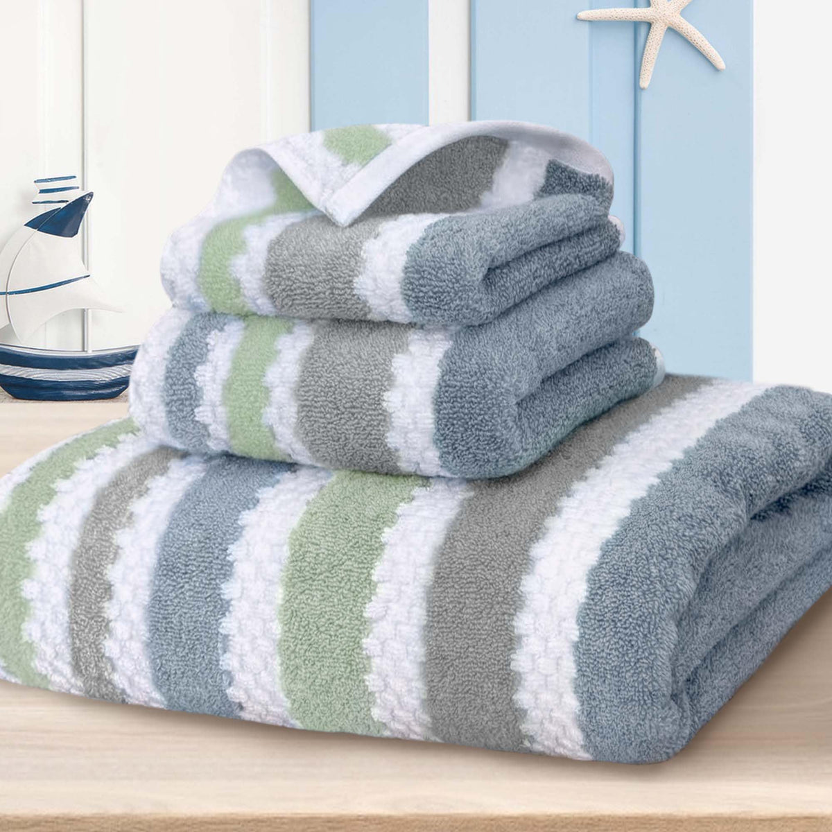 VOOVA & MOVAS 6PC Towel Set, 100% Cotton, Aqua Teal