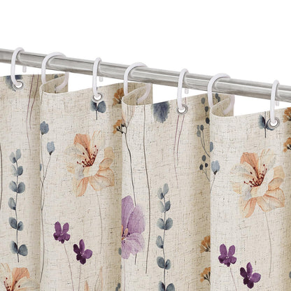 Gibelle Sage Green Beige Watercolor Floral Fabric Shower Curtain 72x72