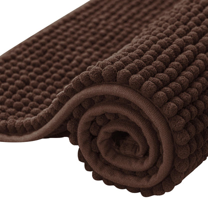 SUBRTEX Bathroom Rugs Chenille Bath Rug Soft Short Plush Bath Mat Soft Shower Mat Water Absorbent Shower Mat Quick Dry Machine Washable(White,18" x 24")