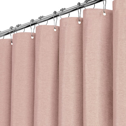 BTTN Beige Linen Textured Waterproof Cloth Shower Curtain Set, 72x72, Cream