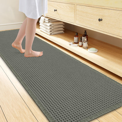 Smiry Waffle Bath Mat 30X20, Extra Soft Absorbent Bathroom Rugs, Brown