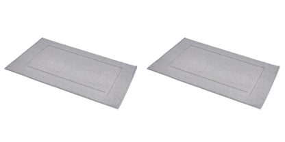 Amazon Basics Banded Bathroom Bath Rug Mat, 100% Cotton, 31 x 20 inches, Soft Silver