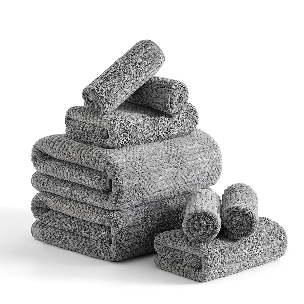 Ycosy 8-Piece Bath Towels Set,2 Oversized Bath Sheet,2 Hand Towels and 4 Washcloths - 600 GSM Soft Microfiber Highly Absorbent Quick Dry Shower Towel Collection for Bathroom Hotel and Spa,Mint Green