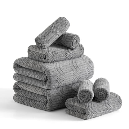 Ycosy 8-Piece Bath Towels Set,2 Oversized Bath Sheet,2 Hand Towels and 4 Washcloths - 600 GSM Soft Microfiber Highly Absorbent Quick Dry Shower Towel Collection for Bathroom Hotel and Spa,Mint Green