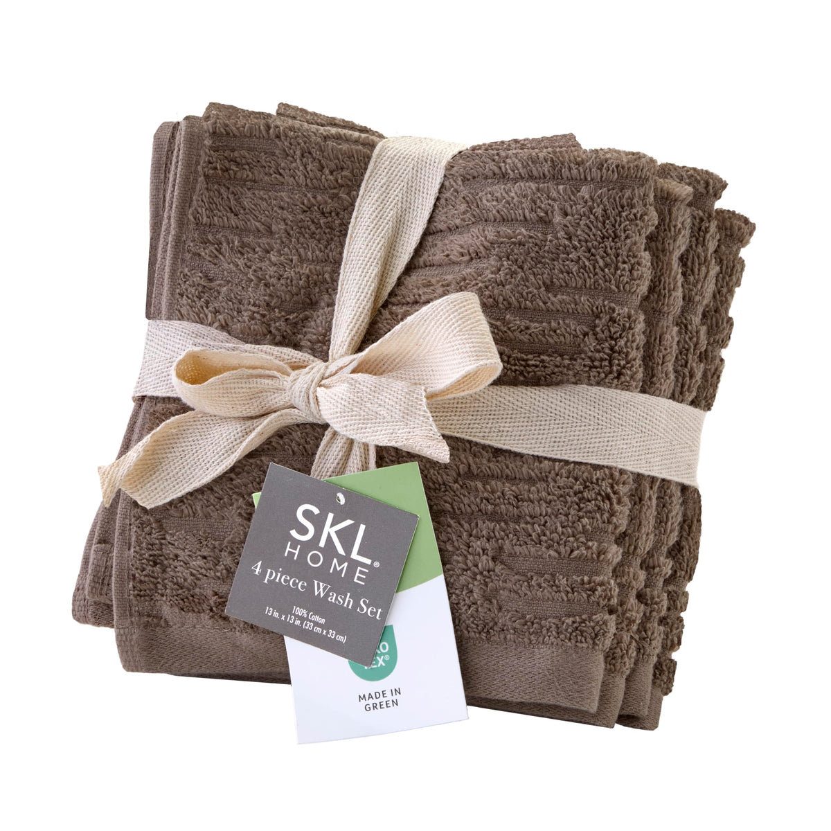 SKL Home CloudSoft Hand Towel Set, 2-Piece, 100% Cotton Luxury, Oatmeal