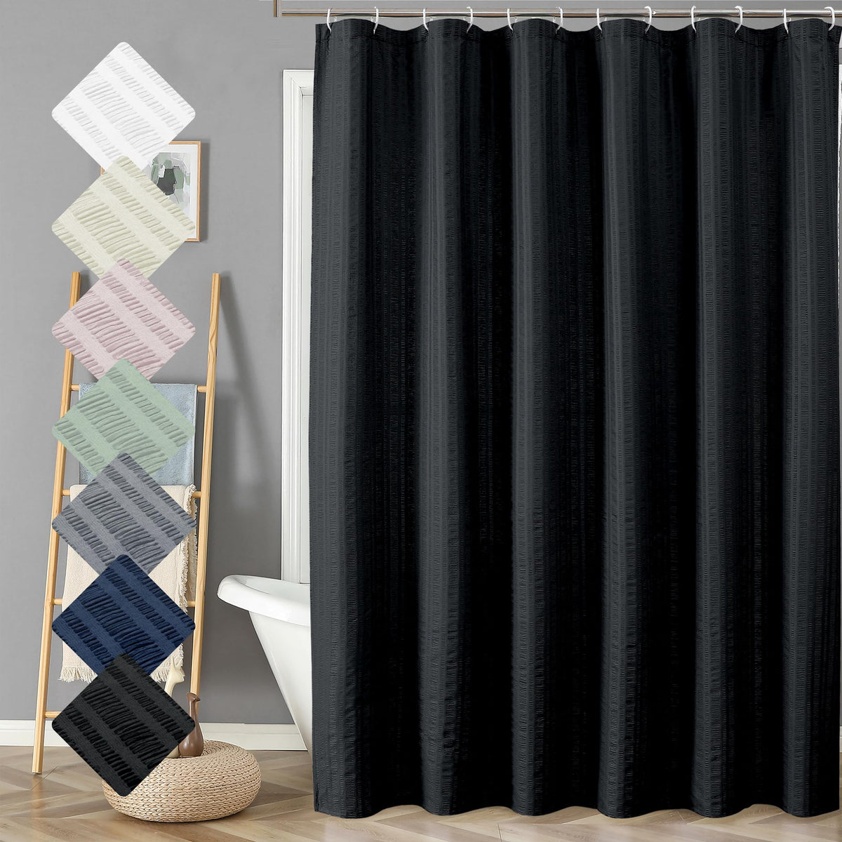 Aiyufeng Moga Sage Green Shower Curtain - 3D Embossed Textured Shower Curtains for Bathroom, Luxury Polyester Cloth Bath Curtain, 72Wx72H, Green