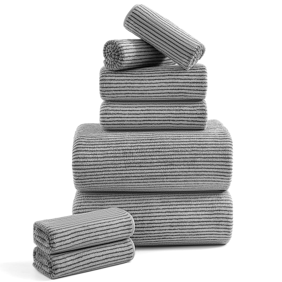 4 Piece Bath Towel Set 35"x70"Oversized Bath Towel for Bathroom Ultra Soft Fluffy Extra Large Bath Sheet Luxury Premium Bathroom Towel Highly Absorbent Quick Dry Shower Towel for Hotel Spa,Black White