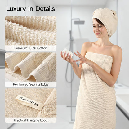 REDKISS Luxury Bath Towel Set of 8, 100% Cotton Bathroom Towels Set with 2 Bath Towels, 2 Hand Towels, 4 Washcloths, Ultra Soft Highly Absorbent Towels for Bathroom, Gym, Hotel, Spa, Brown