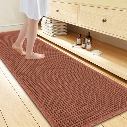 Smiry Waffle Bath Mat 30X20, Extra Soft Absorbent Bathroom Rugs, Brown