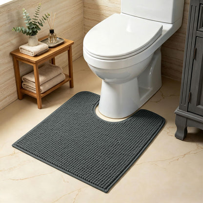 SUBRTEX Bathroom Rugs Chenille Bath Rug Soft Short Plush Bath Mat Soft Shower Mat Water Absorbent Shower Mat Quick Dry Machine Washable(White,18" x 24")