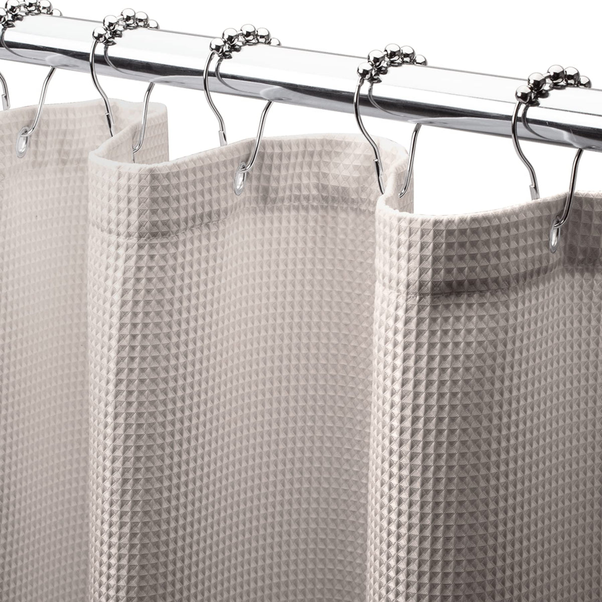 AmazerBath White Shower Curtain Fabric, Waffle Shower Curtains for Bathroom, Cloth Shower Curtain Heavy Duty, Thick Bathroom Shower Curtains Hotel Quality, Premium Polyester, 72x72 Inches